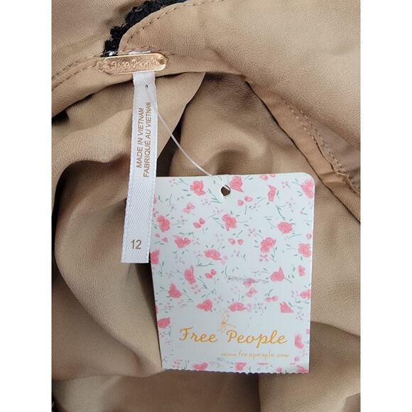 New Free People Mini Dress SZ 12 Night Shimmers Black Goingout Illusion Sequins - Picture 4 of 11